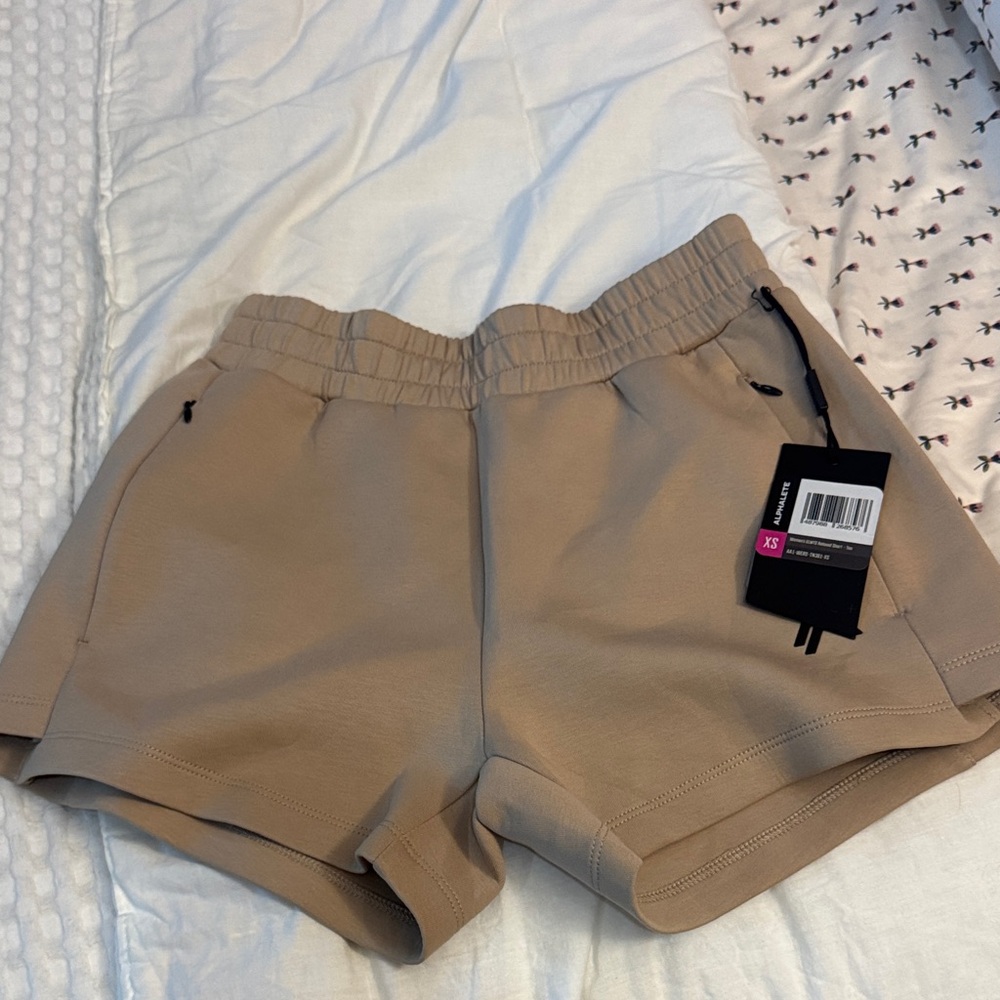 Alphalete Women's Taupe Elastic-Waist Athletic Shorts